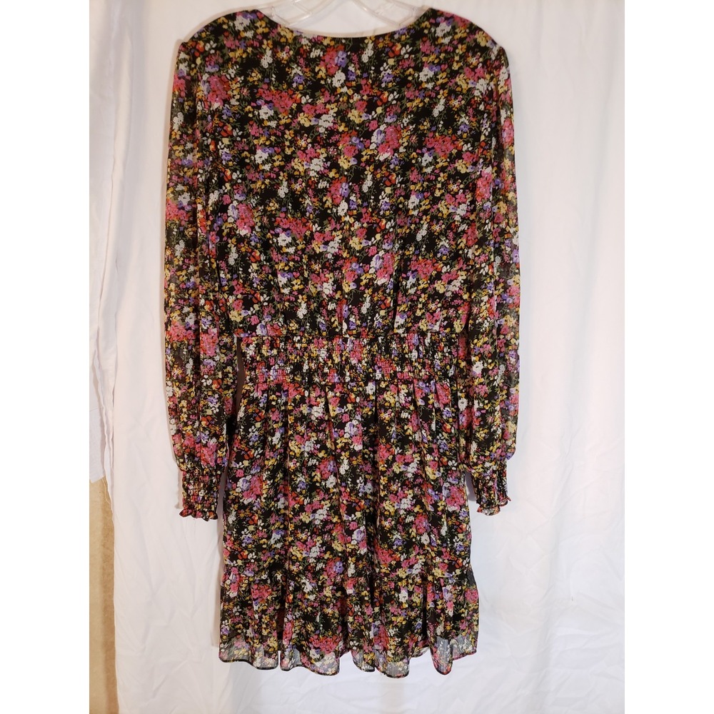 Women's MSK Black Floral Long Sleeve Dress Size M - Picture 2 of 3